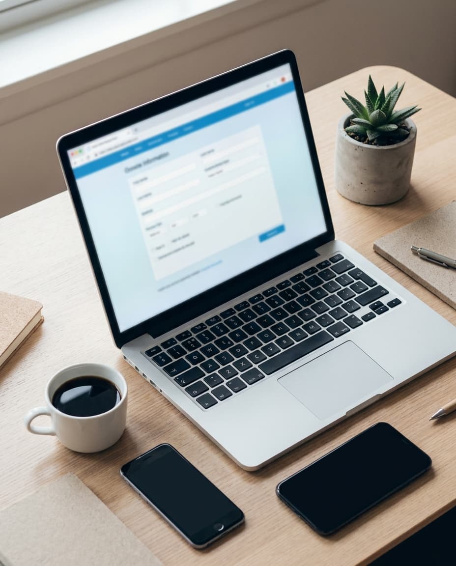 Der Zulassungsantrag wird online am Laptop ausgefüllt